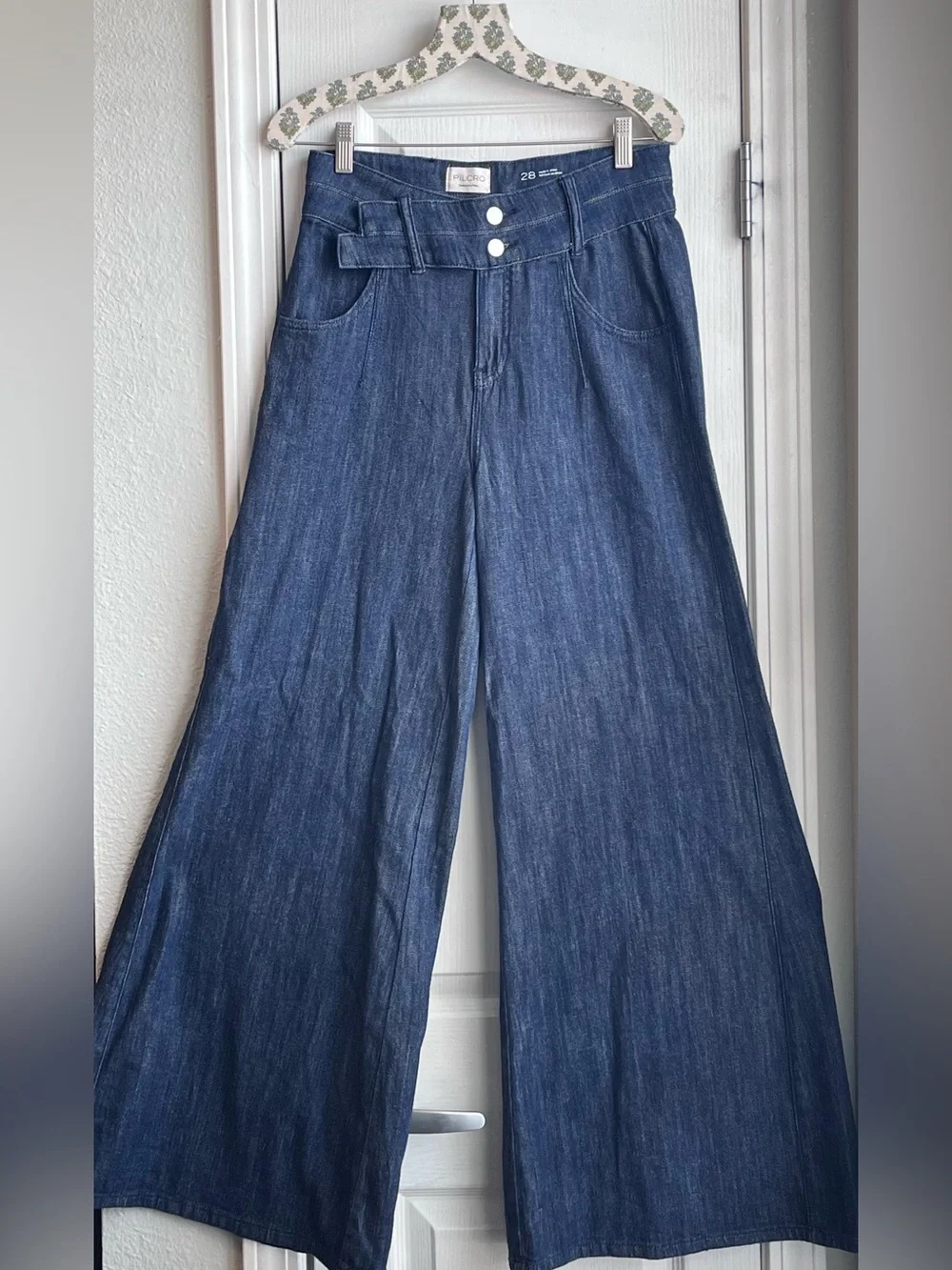 Anthropologie Pilcro High-Rise Wide-Leg Trouser Jeans Dark Wash Size 28 - Picture 1 of 10